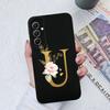 Phone Case For Samsung Galaxy A34 A33 A32 Elegant Rose Letter Soft Liquid Silicone Sqare Back Cover For Samsung A 34 33 32 Shell