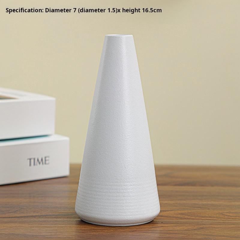 Casual White Ceramic Tabletop Vase Small Home Desktop Decoration Art Design for Flower Arrangement