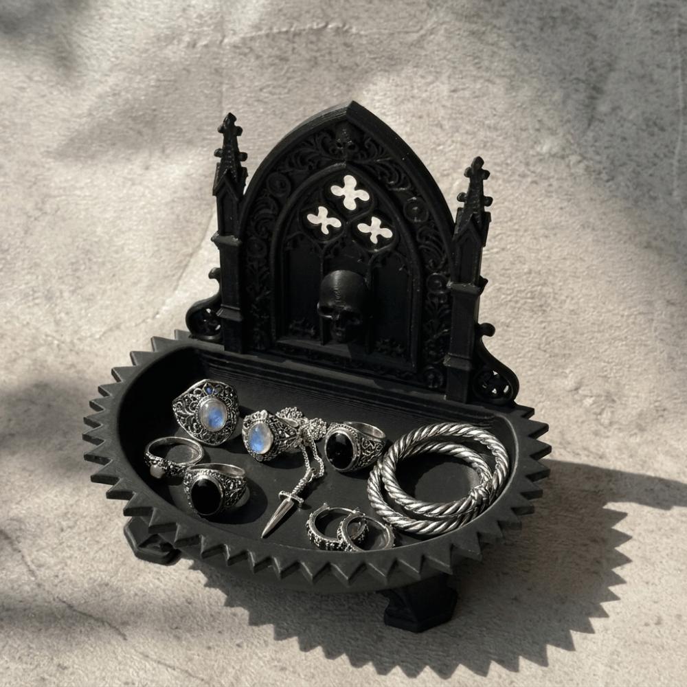 3D Carved Gothic Storage Organizer Tray Skull Design Jewelry Display Tray Halloween