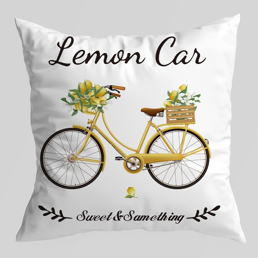 New Lemon Series Pillowcase, Plant Truck, Peach Skin Velvet Printed Pillow, Office Lumbar Cushion Cover