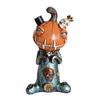 Halloween Pumpkin Doll Statue Horror Resin Pumpkin Skull Figurine for Home Office Table Shelf Mantel Decor