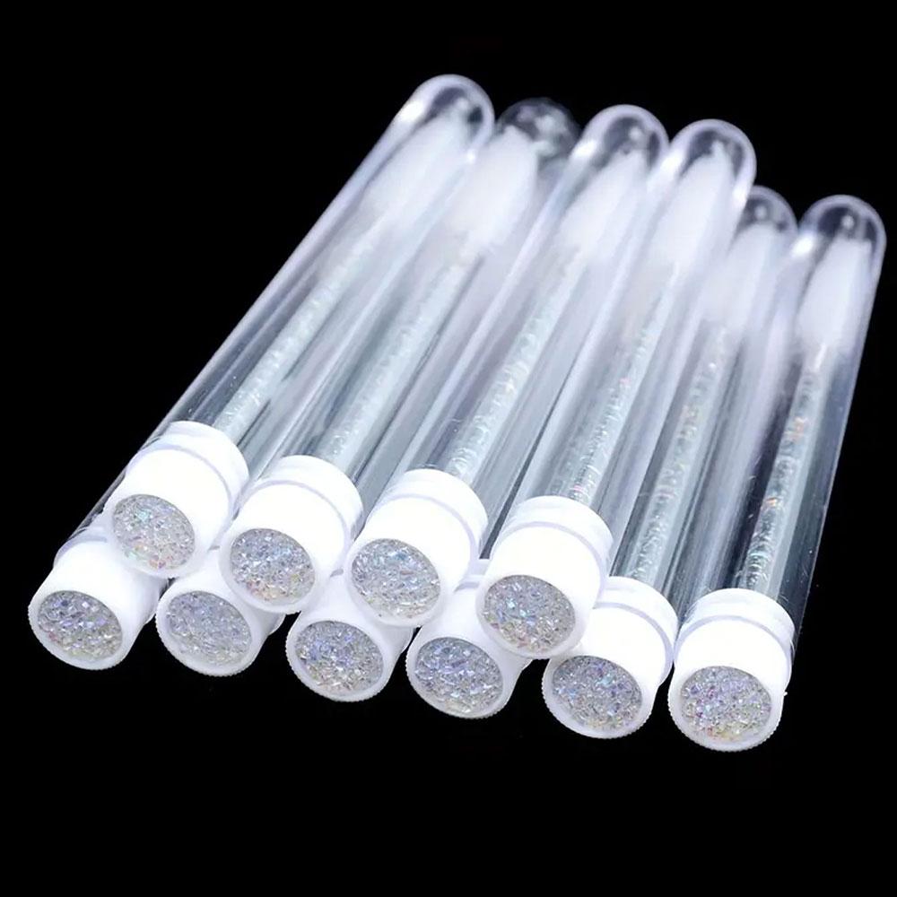 10pcs Eyelash Brush With Dust-proof Tube Container Reusable Crystal Disposable Lash Mascara Wand Makeup Applicator For Eyelash