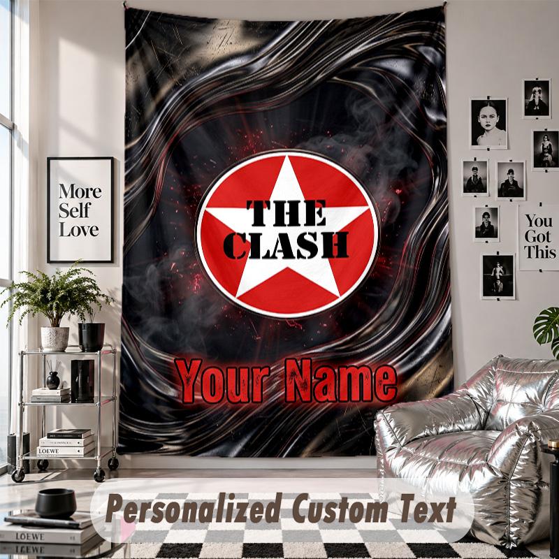 Wall Hanging Tapestry With Custom Name & Text, The Clash Decorative Tapestry For Bedroom