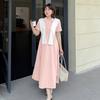 Large Size Women's College Style Shawl Polo Collar Dress 2026 Summer Waist and Thin Dress 214366