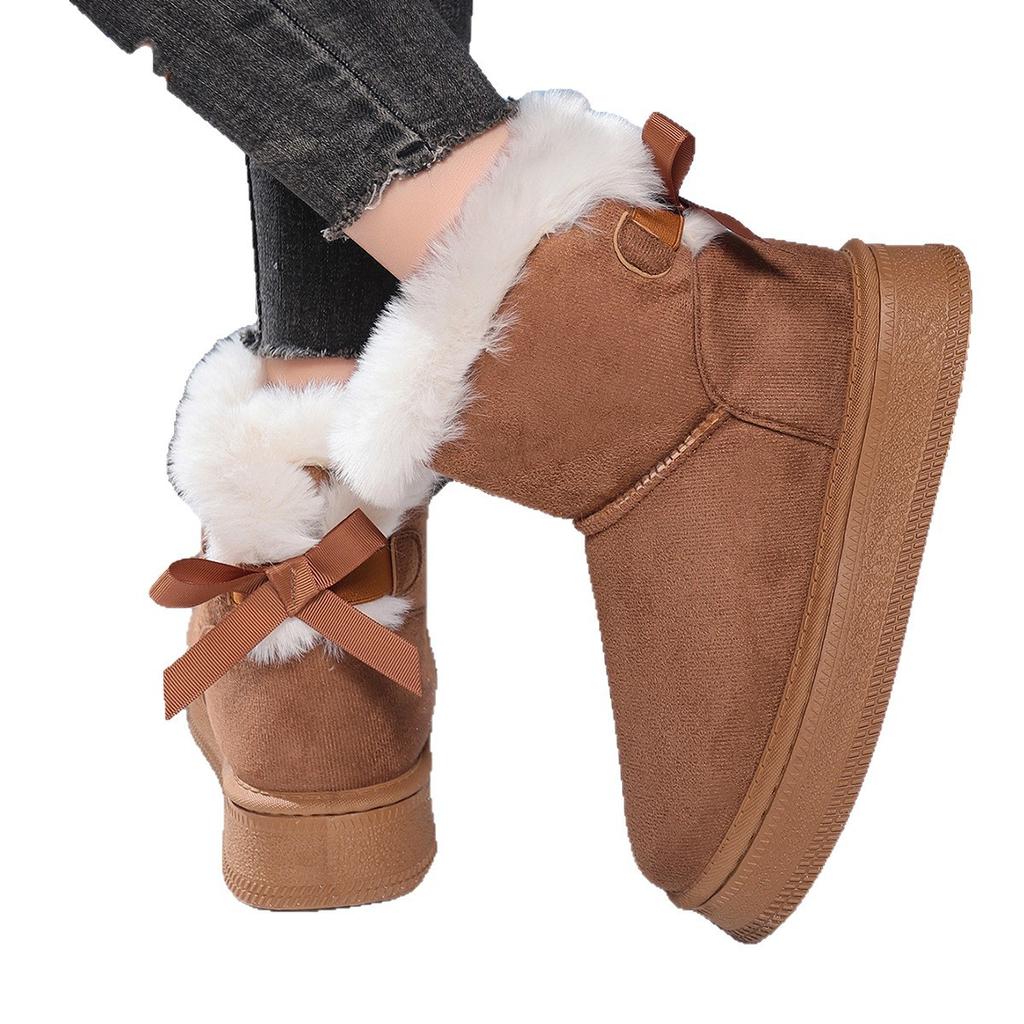 2025 Winter New Fleece Thickened Bread Shoes, Wool Cotton Shoes, Thick Soles, Heightened, Non-slip and Warm Snow Boots