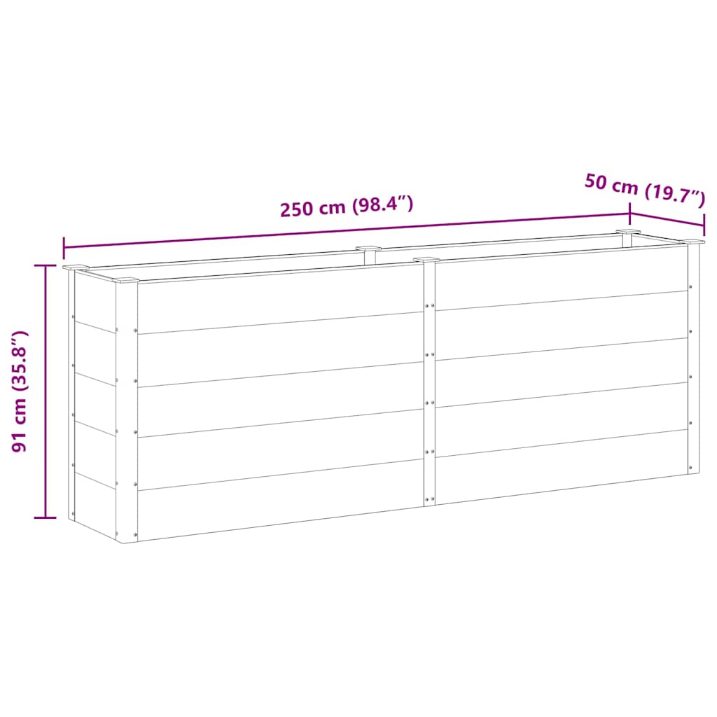 Garden Raised Bed 250 x 50 x 91 cm WPC Gray