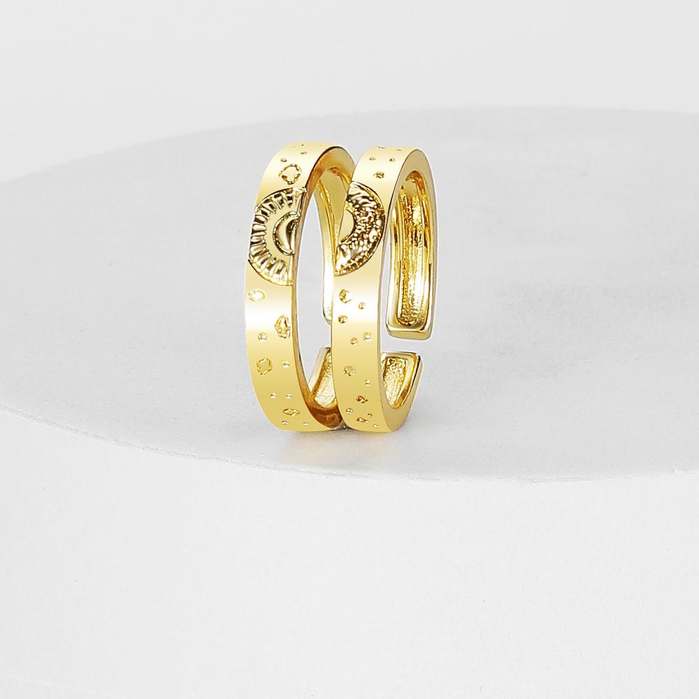 2022 New Fashion Opening 2-piece Ring Engraving Flower Ring Exquisite Jewelry 2-piece Set Couple Set Ring Girl Girlfriend Ring