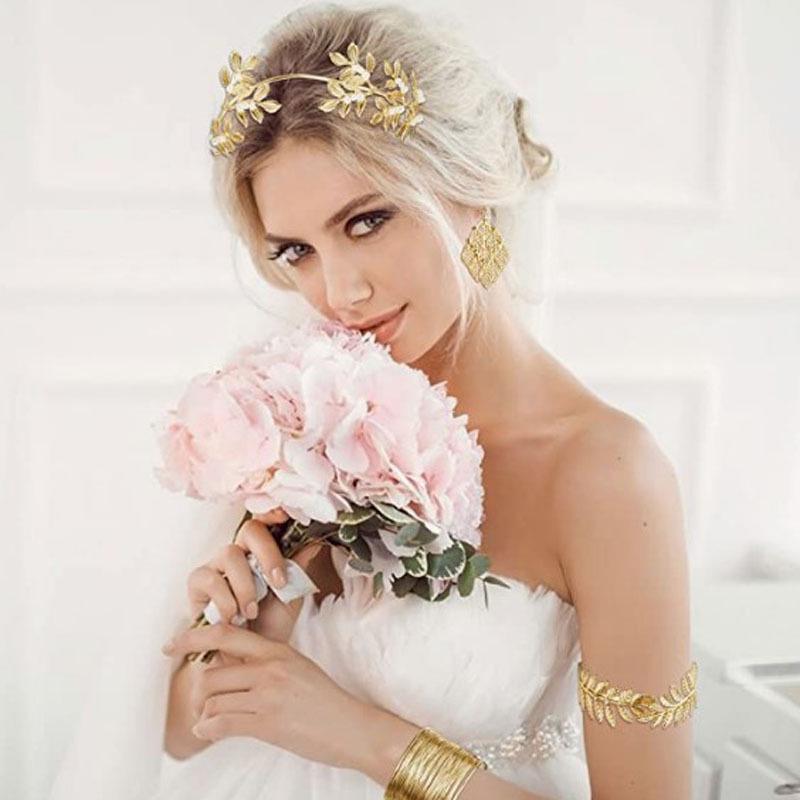 European & American Gold Leaf Bridal Headband Hair Accessory Crown