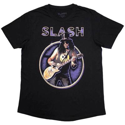 T-Shirt Nera con Cerchio Viola Slash Nuova