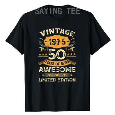 Vintage 1975 Cool 50 Year Old Bday Men Women 50th Birthday T-Shirt Born In 1975 Saying Awesome Tee Top Short Sleeve Blouses Gift