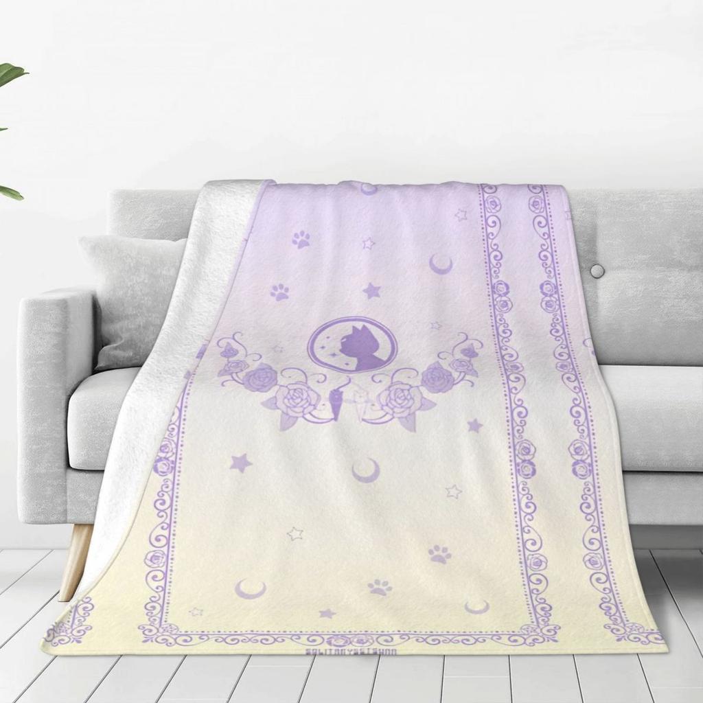 S-Sailor M-Moon Anime Kawaii Flannel Blanket Soft Warm Throw Blanket for Home Decor Airplane Travel Novelty Bedspread Sofa Bed