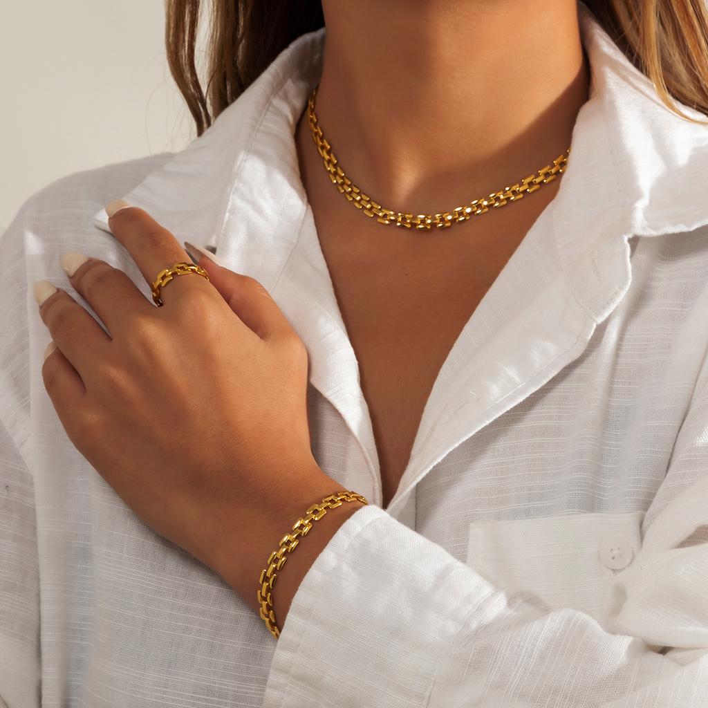 IngeSight.Z Vintage Multi Row Chunky Thick Wide Choker Necklaces Collar Gold Color Chain Clavicle Necklaces for Women Jewelry