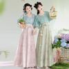 Chinese Tang Dynasty Style Hanfu Printed Tang Robe Top Waist Skirt Modified Daily Suit For Women