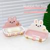 With 3D Paster Punch Free Soap Rack Cartoon Rabbit Soap Storage Tray  Counter Top