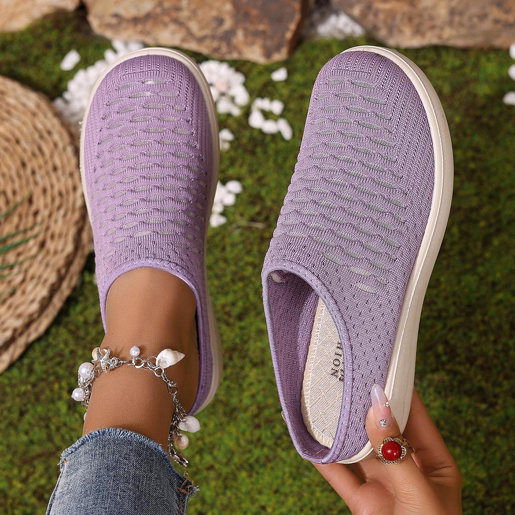 2025 Summer New Women's Shoes Casual Fashion Versatile Half Slippers Shoes Women's Mesh Breathable Foreign Trade Shoes Mother Shoes