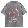 Lustiges Valentinstags-Kätzchen Washed T-Shirt Unisex Paar T-Shirts Sommer Kurzarm Reine Baumwolle Schwergewicht Tuniken