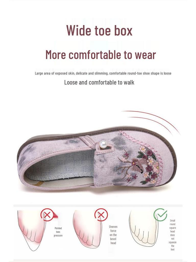 Women's Versatile Spring Ethnic Embroidered Cloth Shoes - Hanfu & Casual Styles