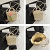 Summer Holiday Women Straw Beach Shoulder Bag Cute Flower Ladies Crossbody Bucket Bags Casual Commuter Female Handbags Purse