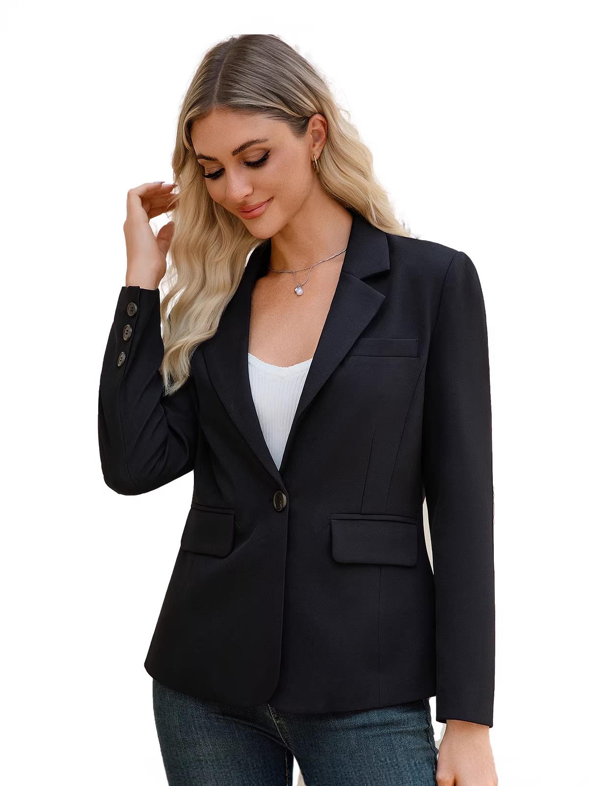 

2026 European High-End Black Women s Loose Suit Jacket for Spring and Autumn S чорний