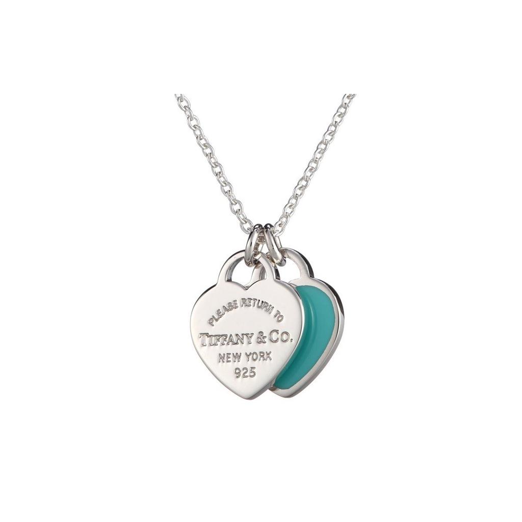 Tiffany & Co. Return To Tiffany Double Heart Blue Pendant Mini Necklace Women necklace 27125107
