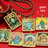 Rebgong Thangka Grüne Tara Handbemalt Vergoldet Buddha Anhänger Halskette