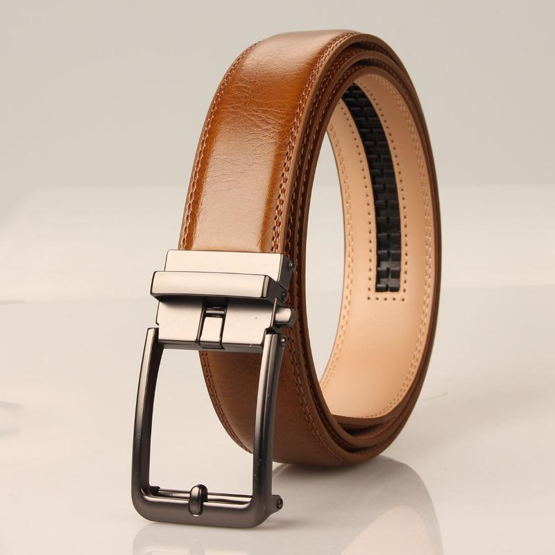 

Мужской ремень, натуральная кожа, молодежный деловой повседневный ремень из коровьей кожи с автоматической пряжкой 115-120cm