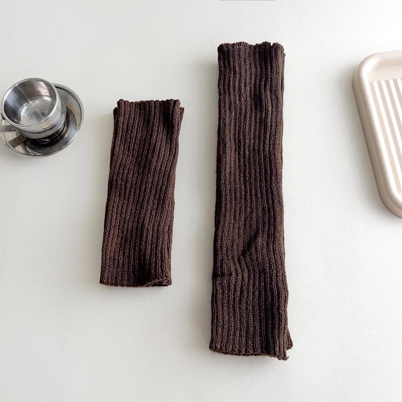 Socks Cover Stacking Socks Horizontal Machine Knitted Wool Solid Color Vertical Strip Leg Warmer Y2K Winter Leg Guard Socks