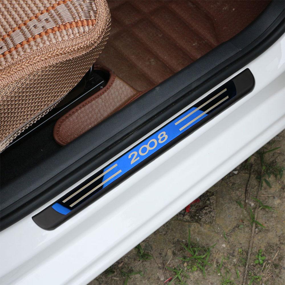 For Peugeot 2008 E2008 2014 - 2025 Door Sill Door Scuff Plate Cover Sticker Anti Scratch Guard Pedal Trim Protector Accessories