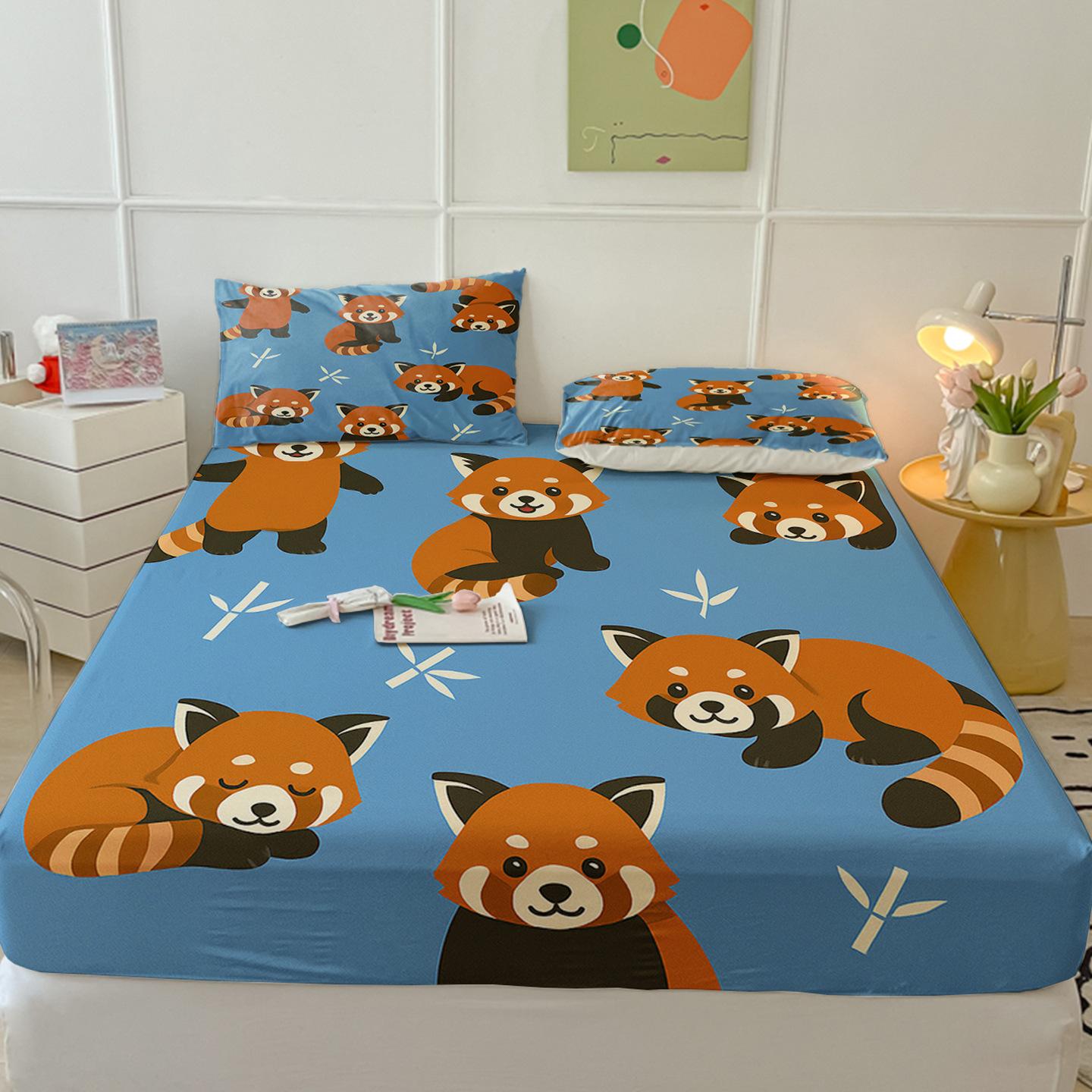 Cartoon Two Mattress Model, Mattress Protective Cover, Protective Cover Three-Piece Set, Digital Printing 85cm*185cm