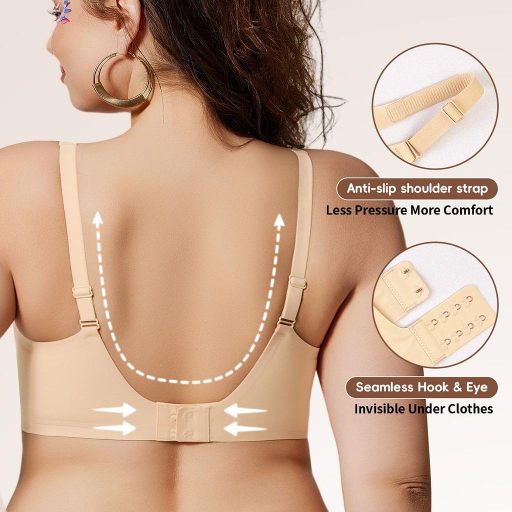 Plus Size Wireless Seamless Bra with Jelly Strips Ice Fabric Outer Expanding Lifting Gathered Leopard Print Intimates for Women
