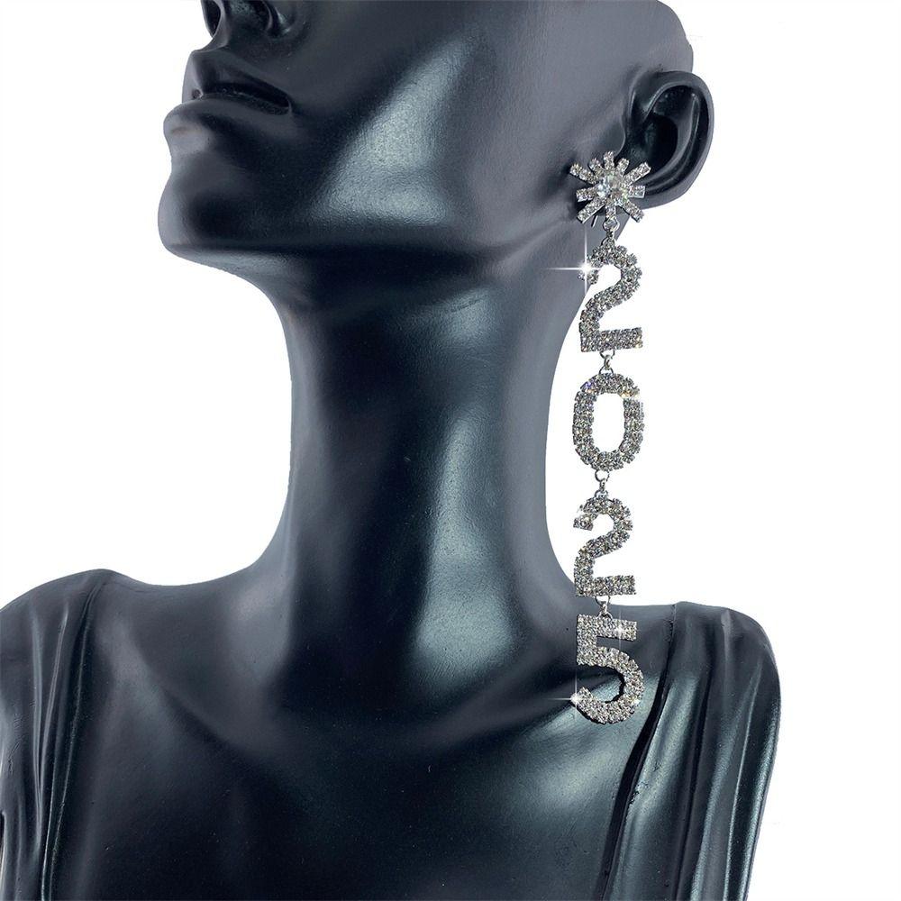 

Shiny Rhinestone Drop Earrings Exquisite Zircon Pendant Earrings New Year Gifts for Women Girls золотий