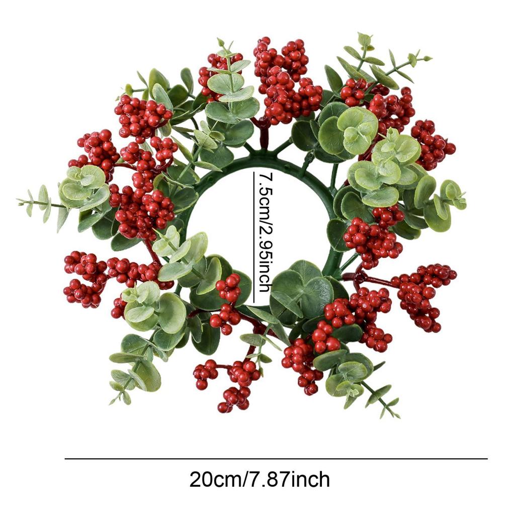 Berries Candle Ring Wreath Christmas Artificial Candles Garland for