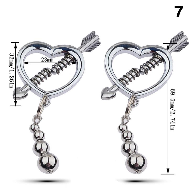 2 Pcs Adjustable Metal Breast Spring Clamps for Couples Bondage Adult Game Nipple Stimulator Role-Playing Restraint Accessories