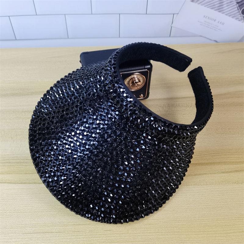 Female Spring And Summer Boutique Rhinestones Color Personality Shade Sunscreen Breathable Empty Top Hat Female