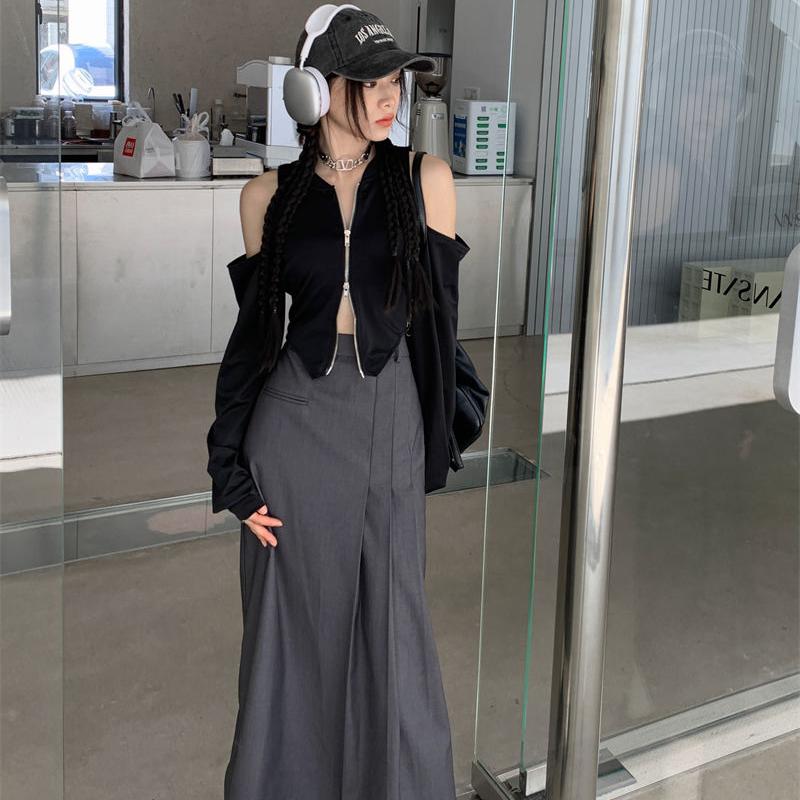 Buy Irregular Long Skirt Women Vintage Y2K High Waist A-line