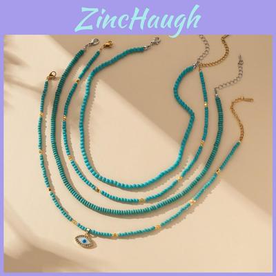 Trendige geometrische türkisfarbene Perlenkette für Damen Elegantes minimalistisches Design