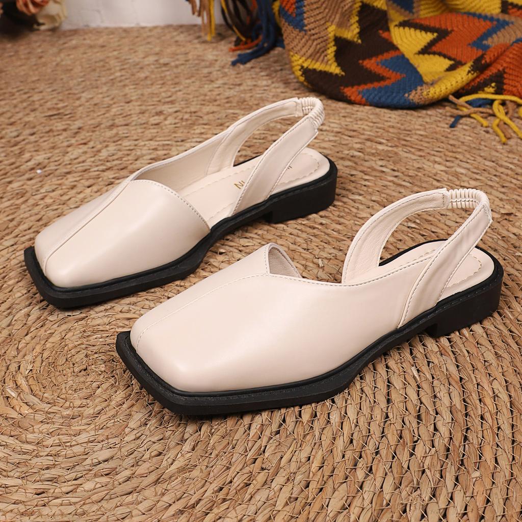 Fashion 2025 Fashion Comfortable Loafers Shoes Summer Edition Baotou Sandals for Women Non Slip Square Head for One Foot Lazy Flats