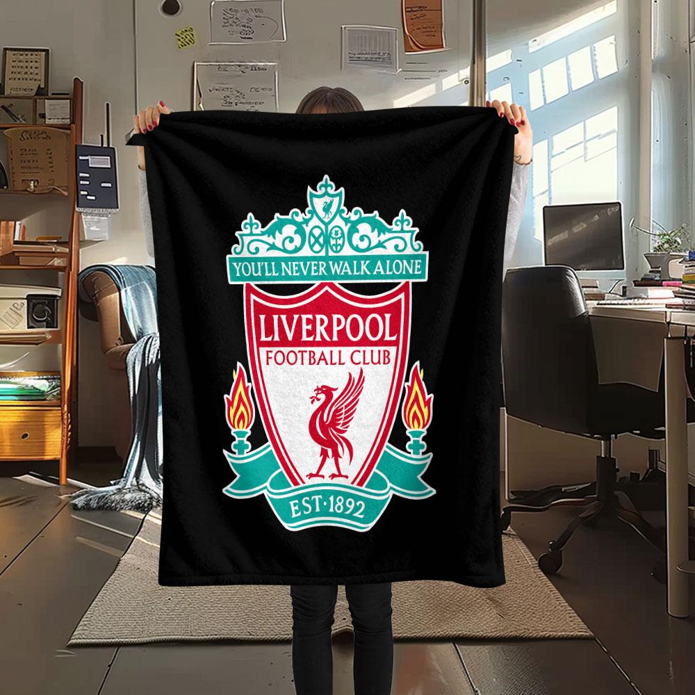 Liverpool Mintás Flanell Takaró, puha dobás hálószobába, kanapéra, mosható, fociszurkolói ajándéktárgy, nagyszerű ajándék.