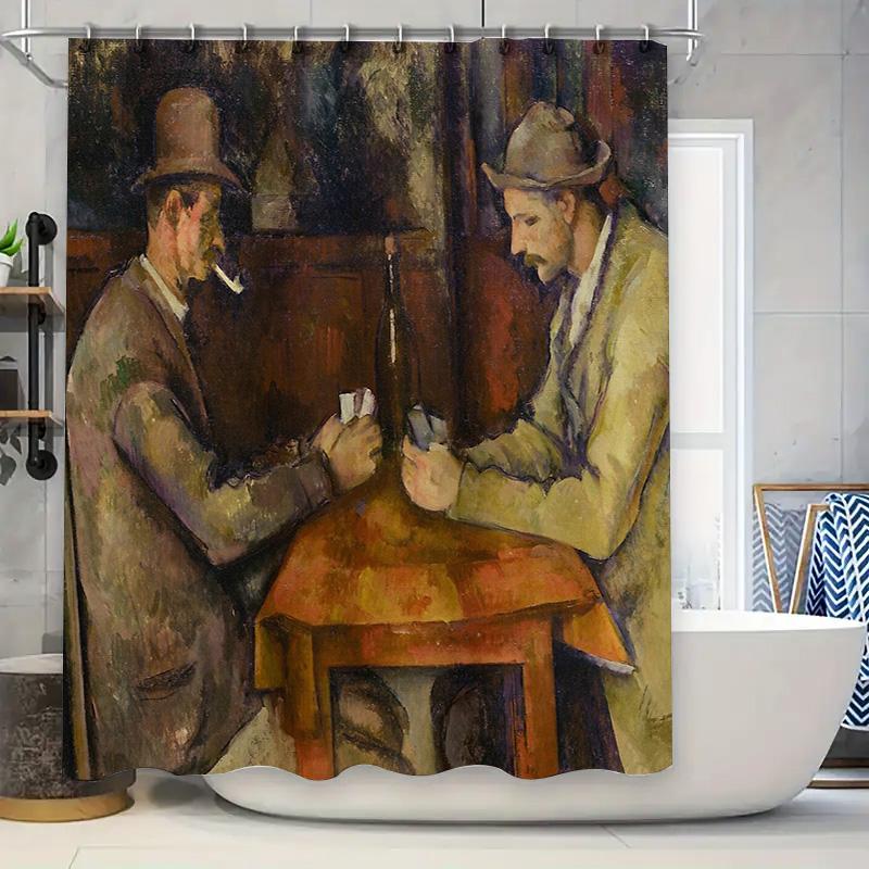 

Vintage French Man Portrait Bathroom Decor Shower Curtain Set Rustic Farmhouse Artistic Wall Hanging Modern Home Textile W60H190(CM)-1 Pcs