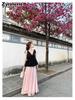 Pink Half Body Skirt Women's Summer New Iridescent Chiffon Draped Mermaid Satin Long Dress Purple Summer Dress
