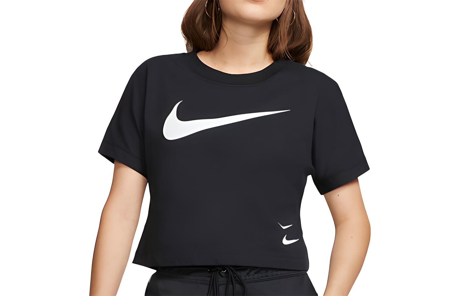Nike Crop Tops Women s Black Crew Neck Moderate DB3873-010 L