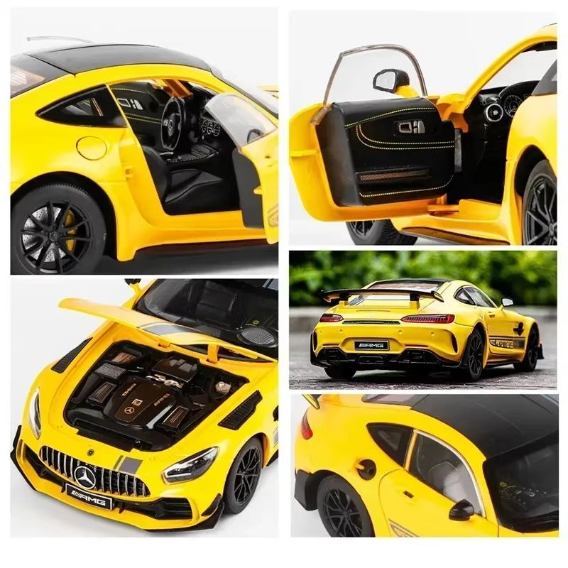 1:18 Mercedes-Benz GTR Sports Car Model Die-cast Miniature Car Collection Simulation Sound and Light Vehicle Toy Car Children's Gift Ornaments