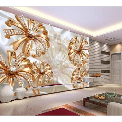 European Flower Jewelry Wallpaper Τοιχογραφία σαλονιού Υπνοδωμάτιο 3d Ταπετσαρία