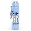 1PC Blessed Mimi Floral Color Letter 750ml Color Plastic Sports Water Bottle Leakproof Flip Straw Lid Suitable for Sports Office Home Use