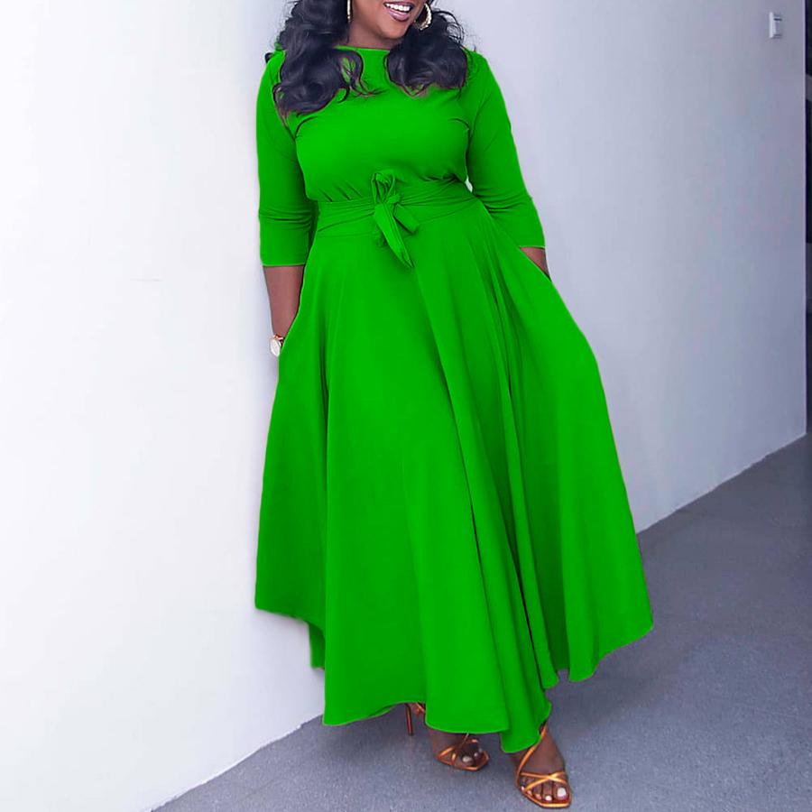 Damen Frühling/Sommer Neue Mode Temperament Binden Afrikanisch Übergröße Maxikleid Importiertes Kleid