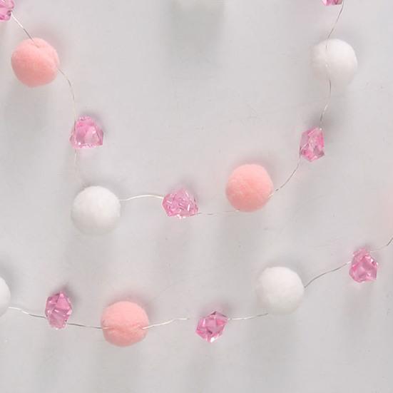 LED Pom Poms String Lights Battery Operated Fairy Light with 20 Faux Crystal Petals LEDs for Valentine's Day Wedding Party