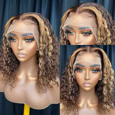 Wig Front Lace Long Curly Headband Piano Color African Small Curly Wig