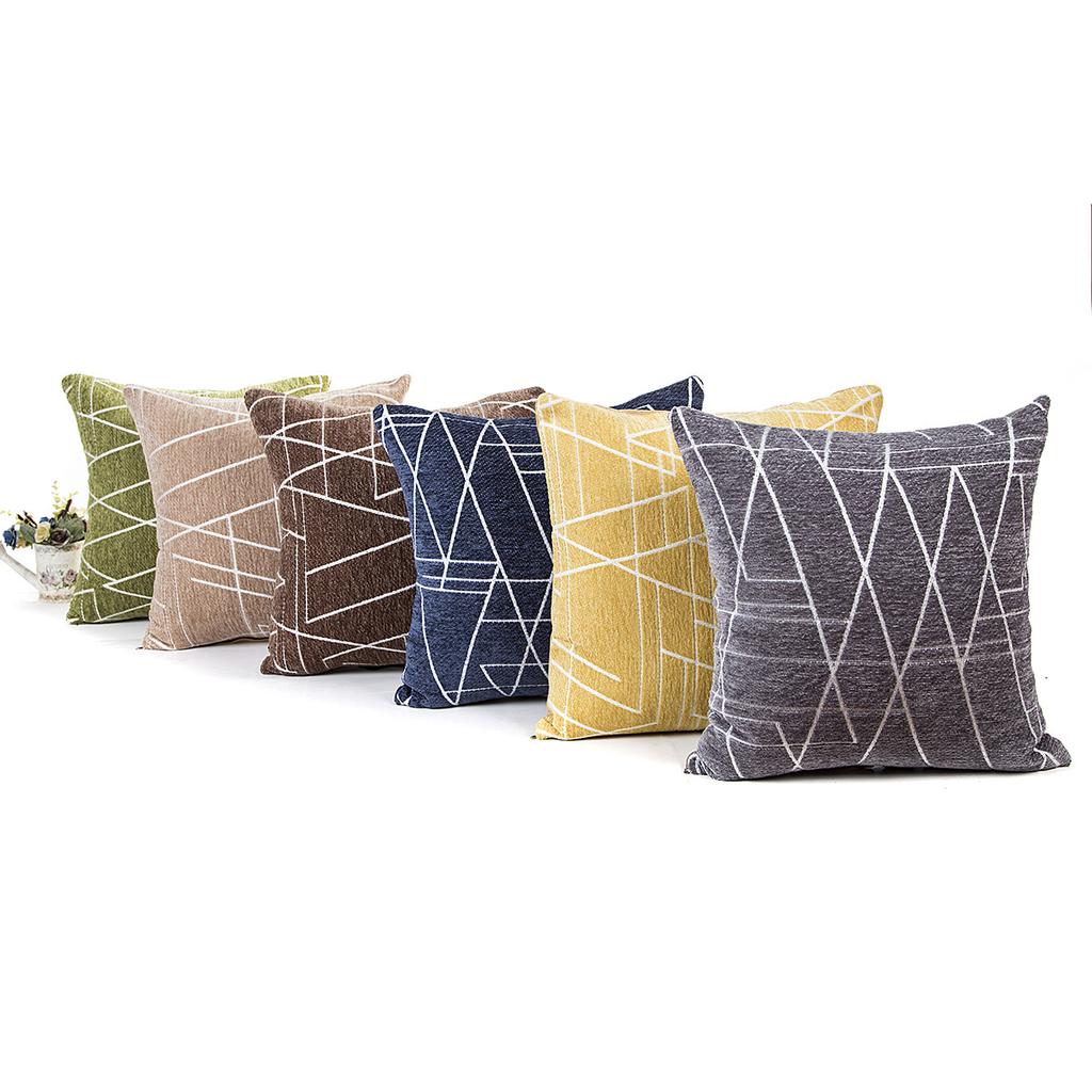 New Modern Simple Style Stripe Embroidery Pillowcase Nordic Geometric Thick Chenille Cushion Cover Sofa Seat Bed Pillows Cover