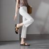 SOFSIL Women's High-Waisted White Flared Cropped Jeans