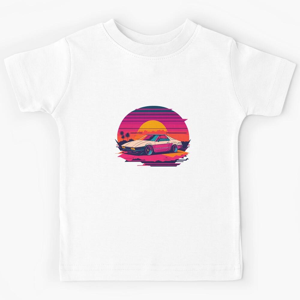 Cyberpunk car, sunset and retro vibes Kids T-Shirt 170